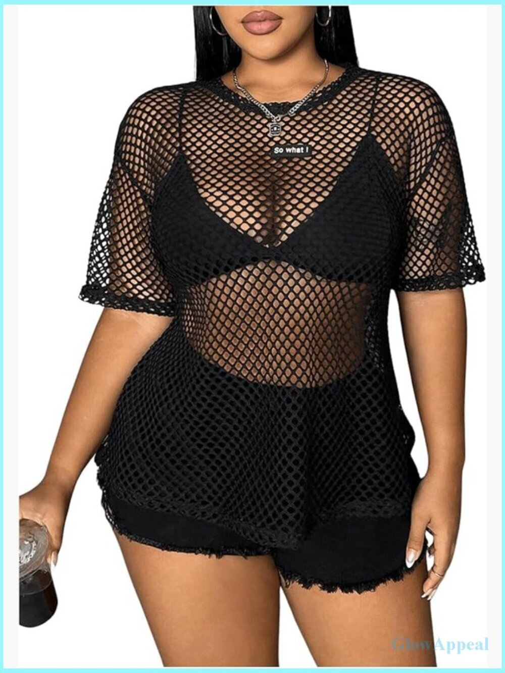 Y2K Gothic Fishnet Mesh Tee Rave Top Sheer See Through Short Sleeve Loose Fit